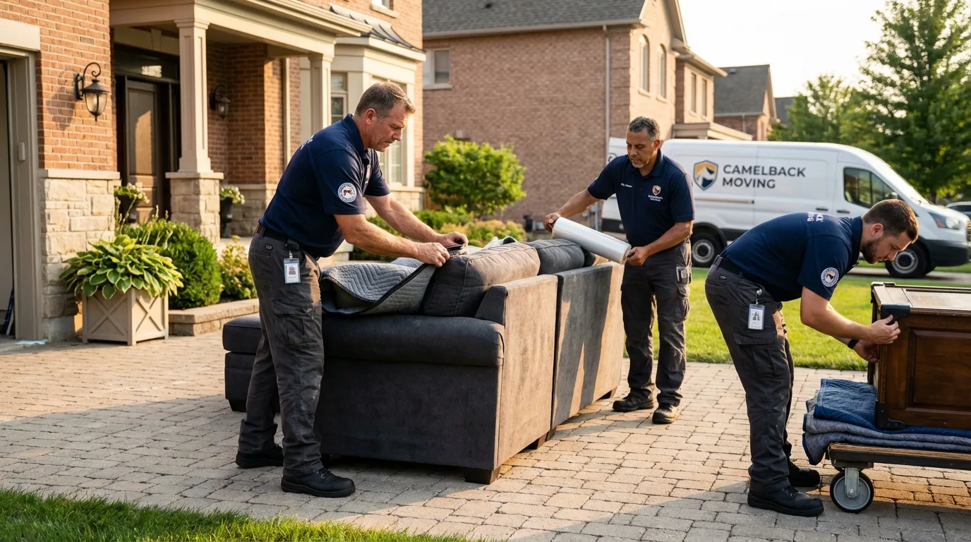 Large estate moving crew wrapping furniture in Rensselaer, IN